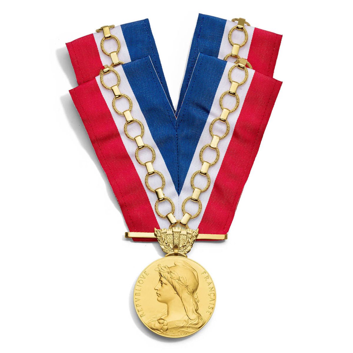 collier tricolore Maire avec chaine pour cérémonie