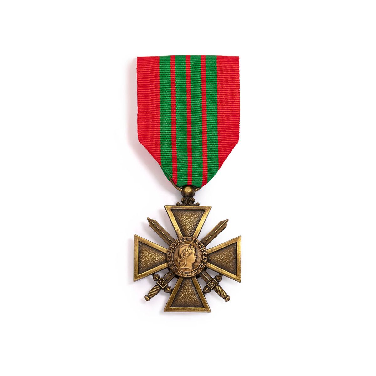 Croix de Guerre 39-45 en Bronze patiné face