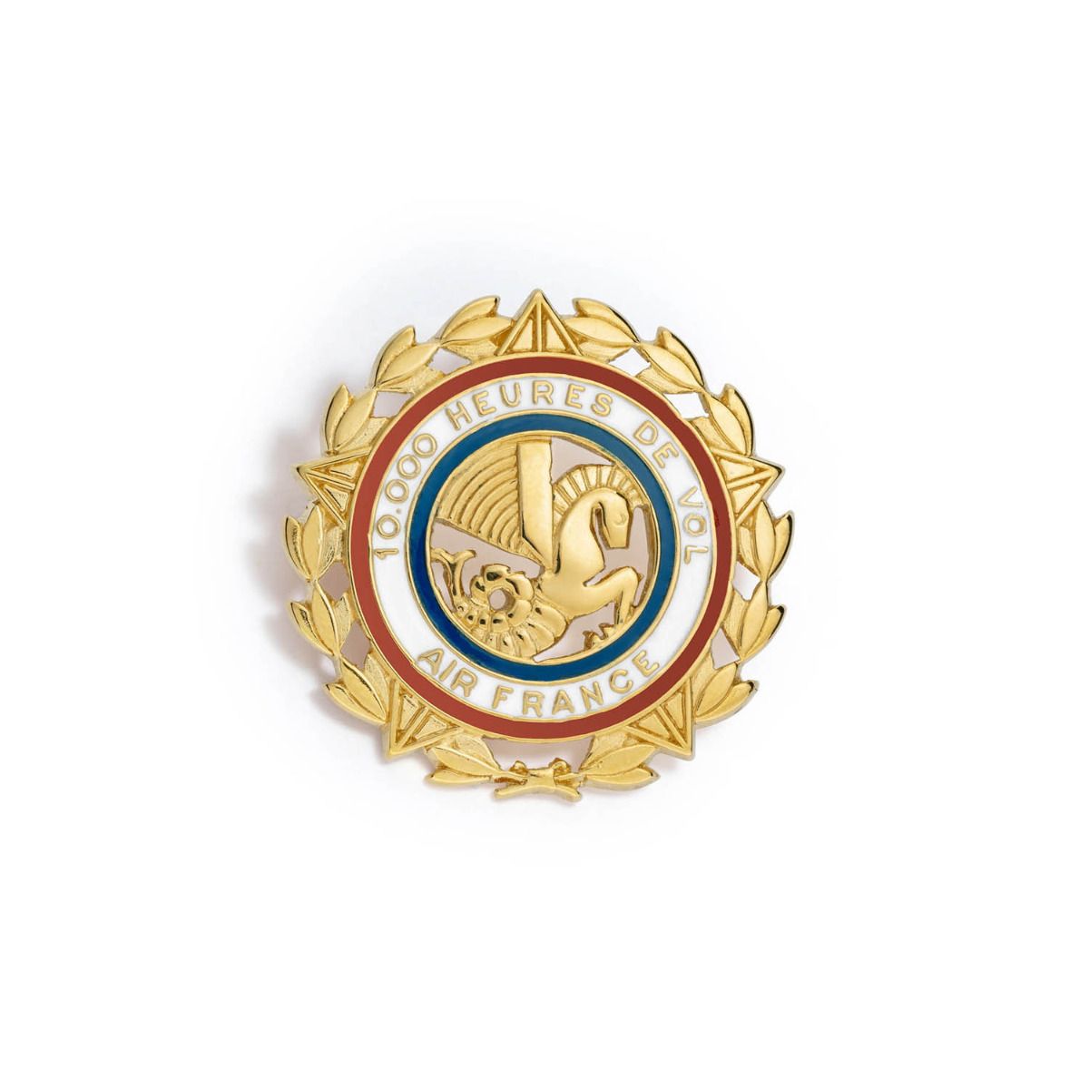Insigne Air France PNC 10 000 heures de vol - fixation broche en argent doré