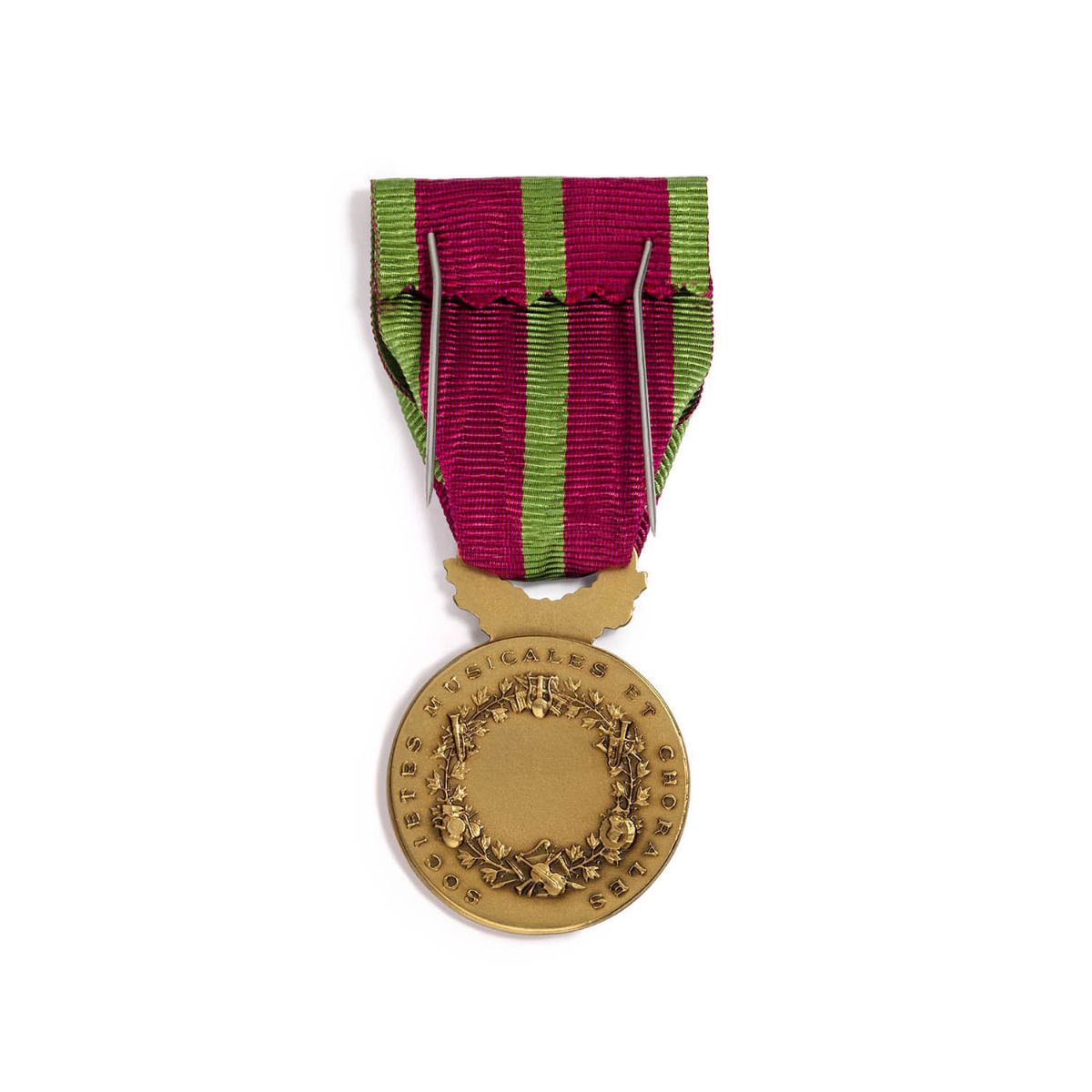 Médaille d'honneur des sociétés Musicales et Chorales en Bronze patiné revers