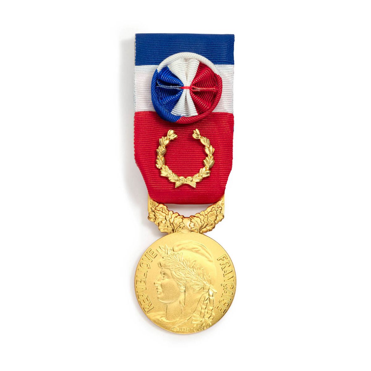 Médaille du Travail 40 ans - Échelon Grand Or en argent doré face