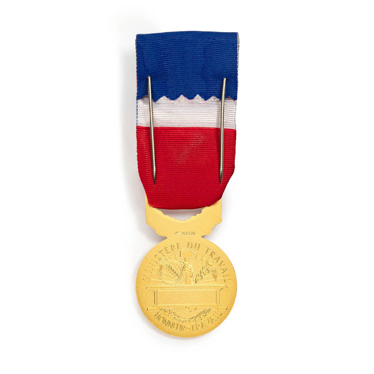 Médaille du Travail 40 ans - Échelon Grand Or en argent doré revers