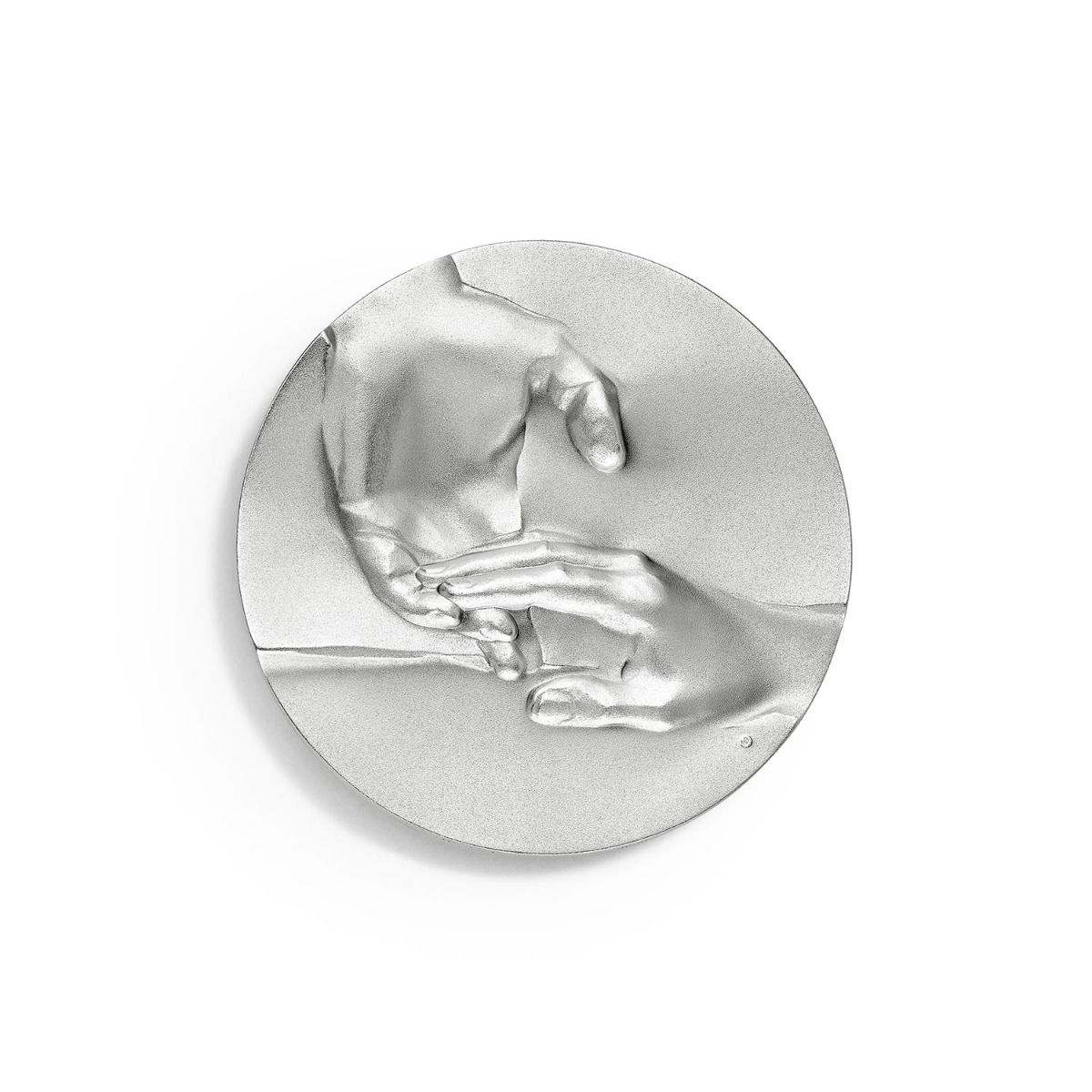 médaille mariage les mains argentée