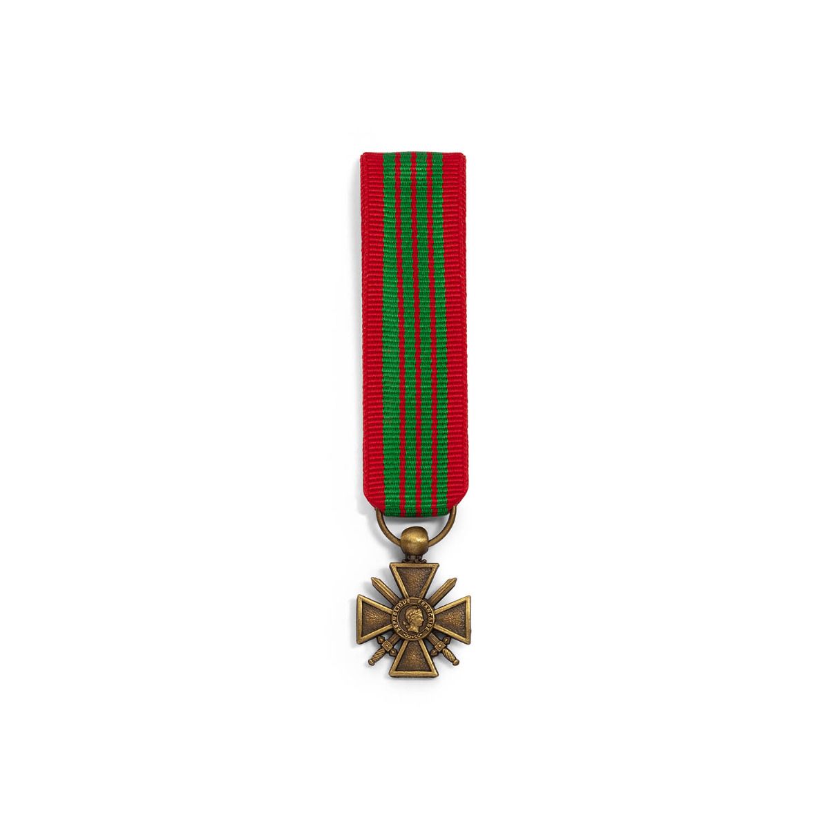 Miniature Croix de Guerre 1939-1945 en Bronze patiné face
