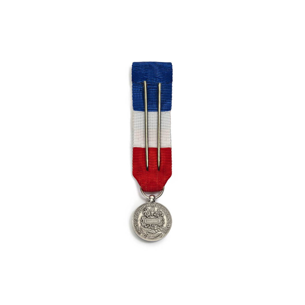 Miniature Médaille du Travail 20 ans - Echelon Argent en Argent revers
