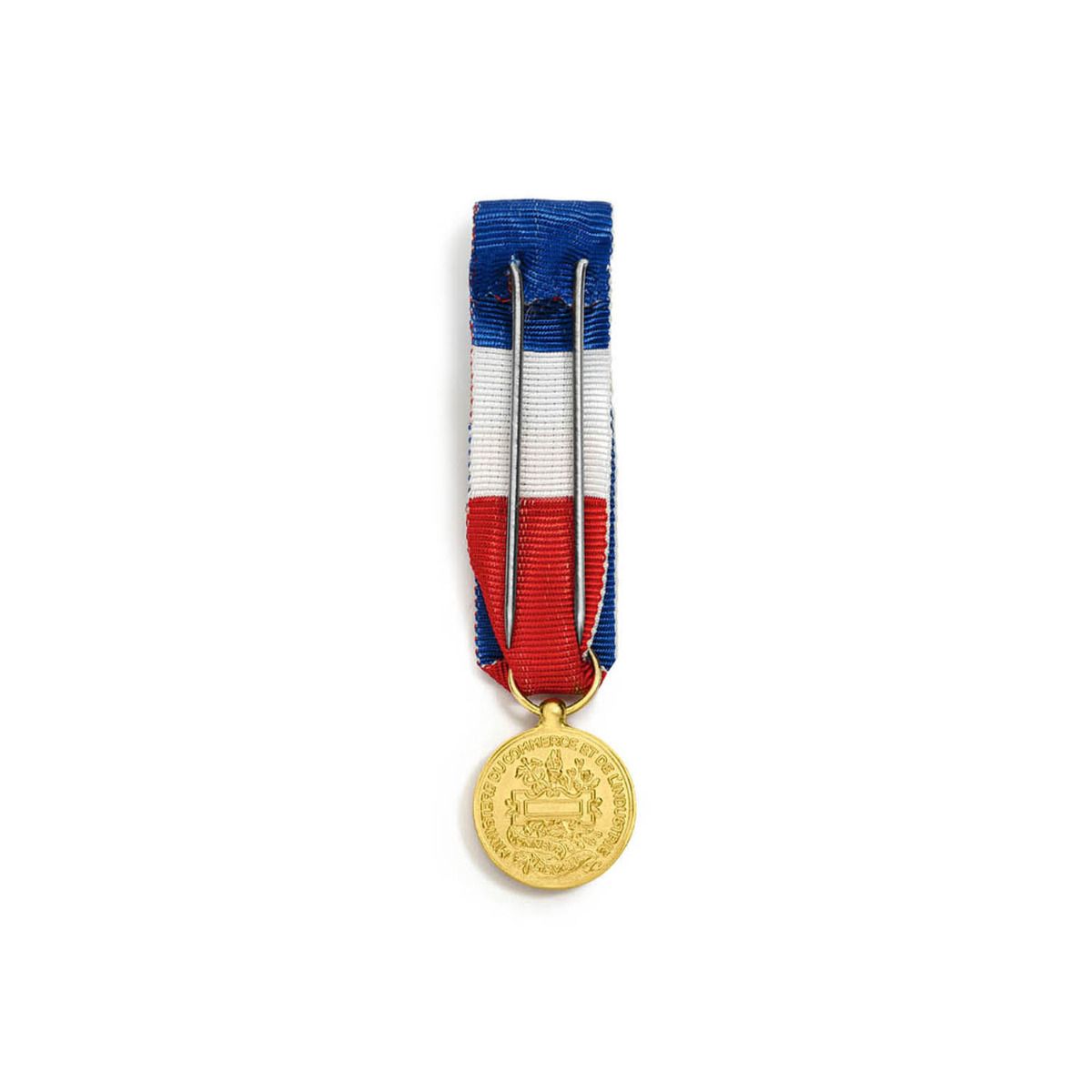 Miniature Médaille du Travail 30 ans - Echelon Vermeil en Argent doré revers