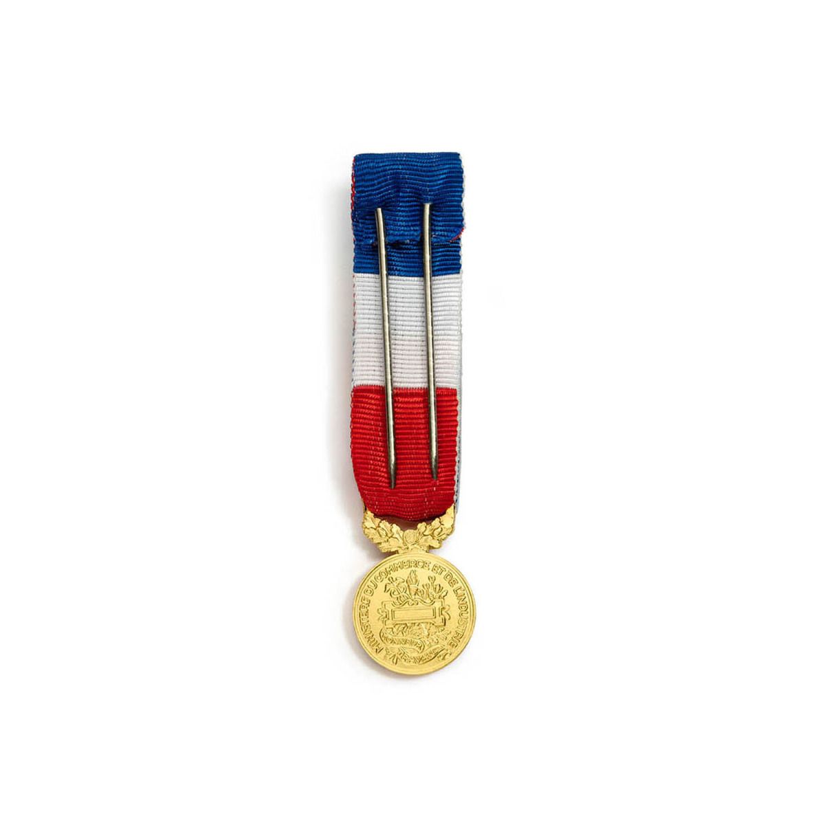 Miniature Médaille du Travail 35 ans - Echelon Or en Argent doré revers