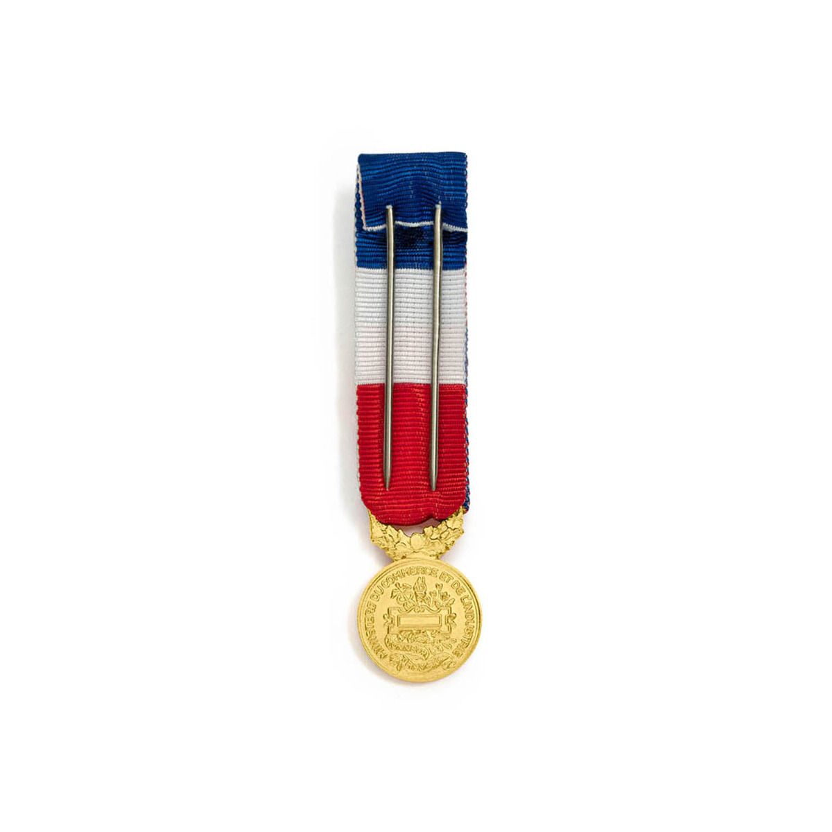 Miniature Médaille du Travail 40 ans - Echelon Grand Or en Argent doré revers