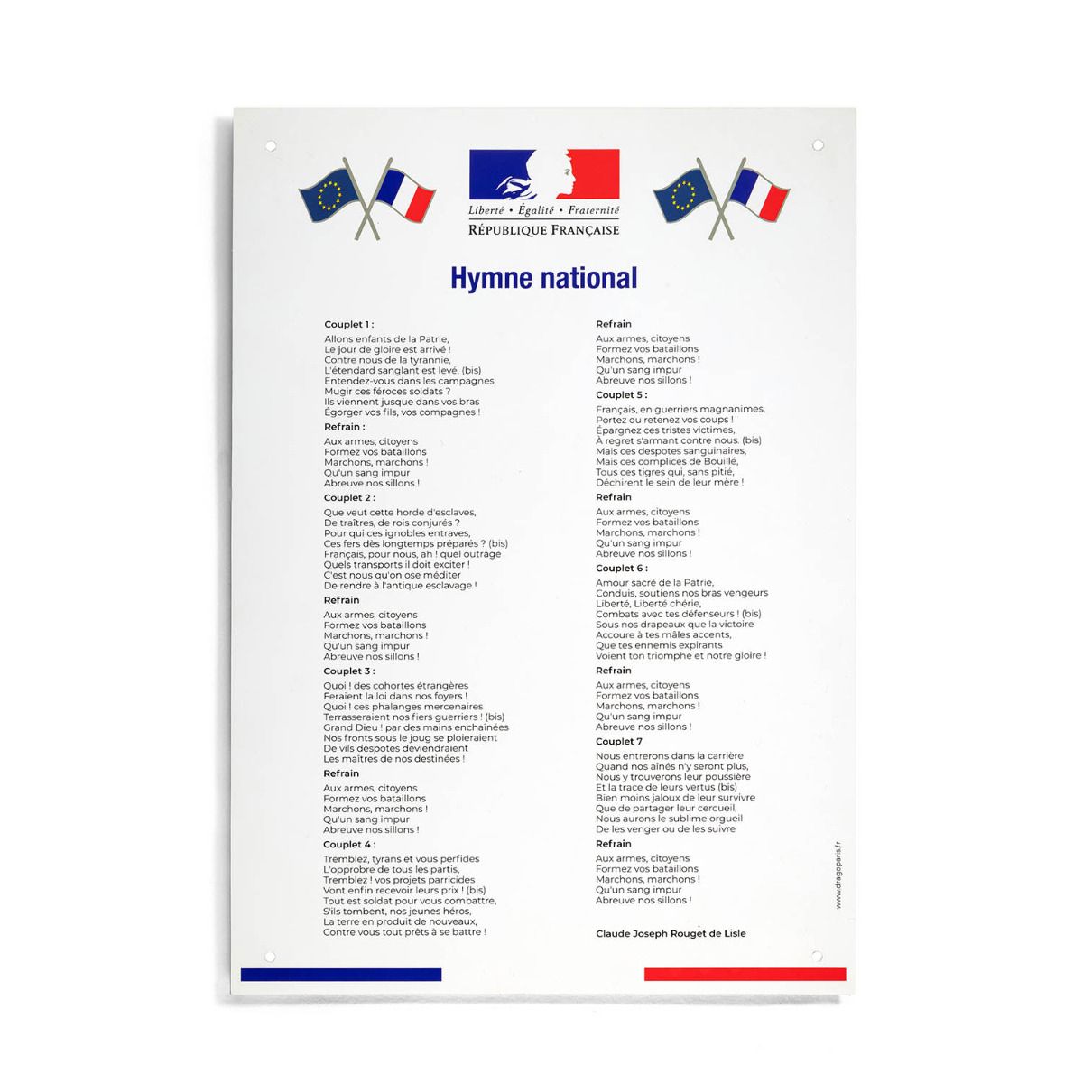 plaque rigide hymne national français