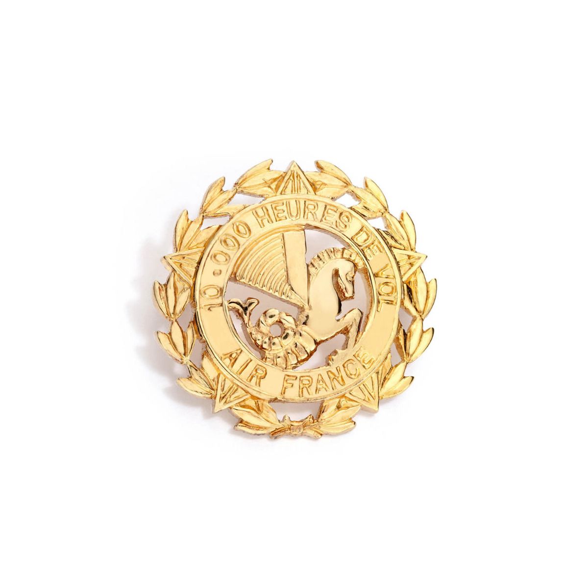 Insigne Air France PNT 10 000 heures de vol - fixation broche en argent doré