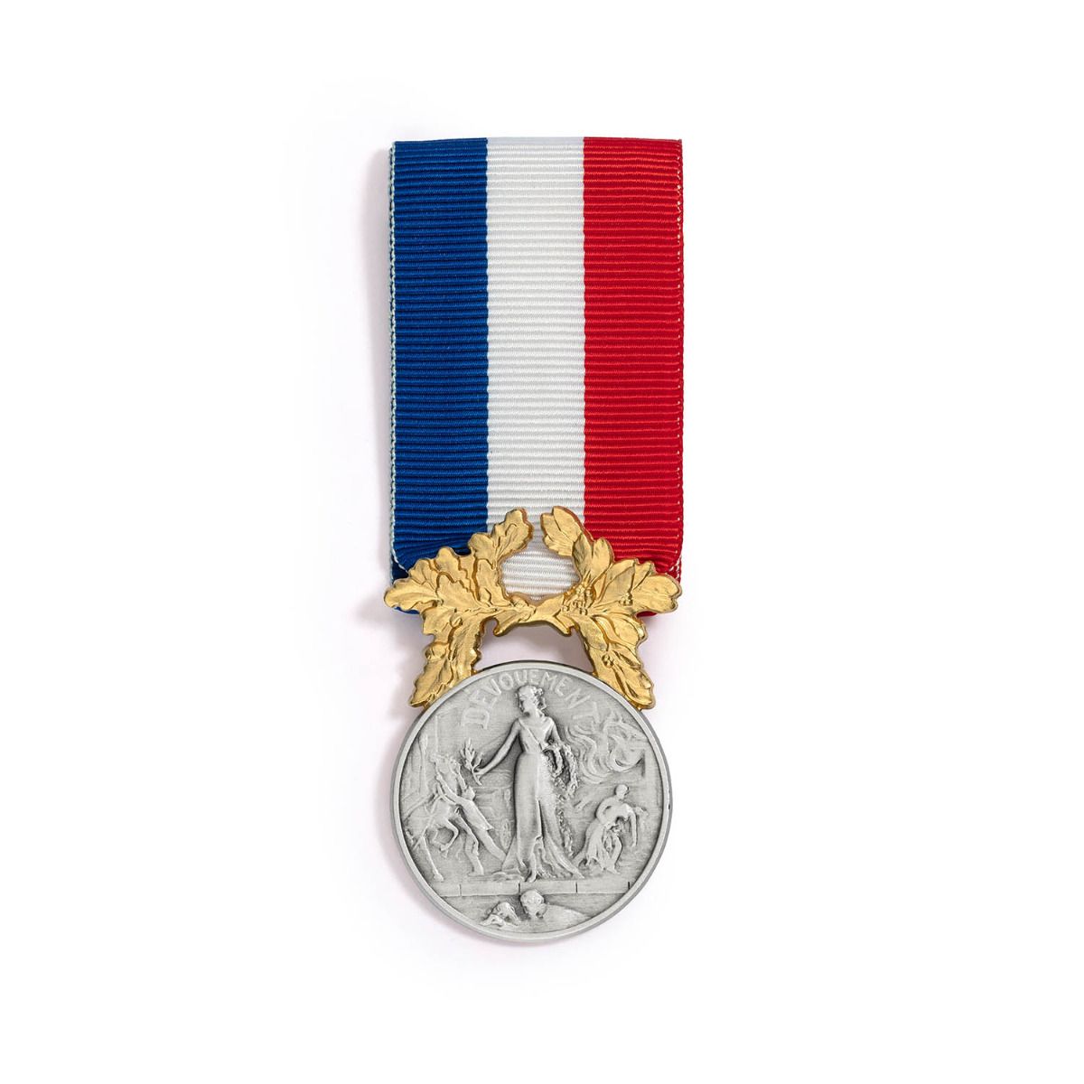 Médaille Courage et Dévouement - Échelon Argent 1ère classe en Bronze argenté face