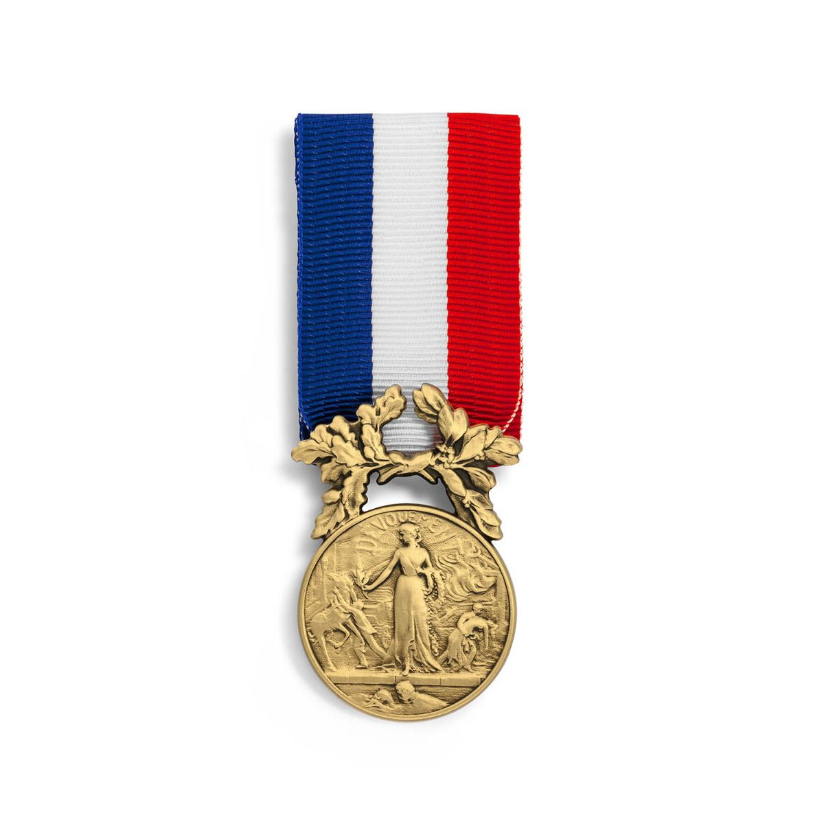 Médaille Courage et Dévouement - Échelon Bronze en Bronze patiné face