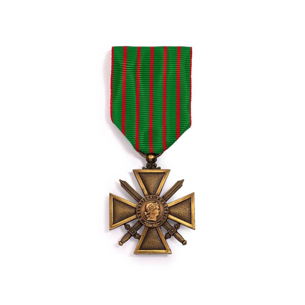 Croix de Guerre 1914-1918 en Bronze patiné face