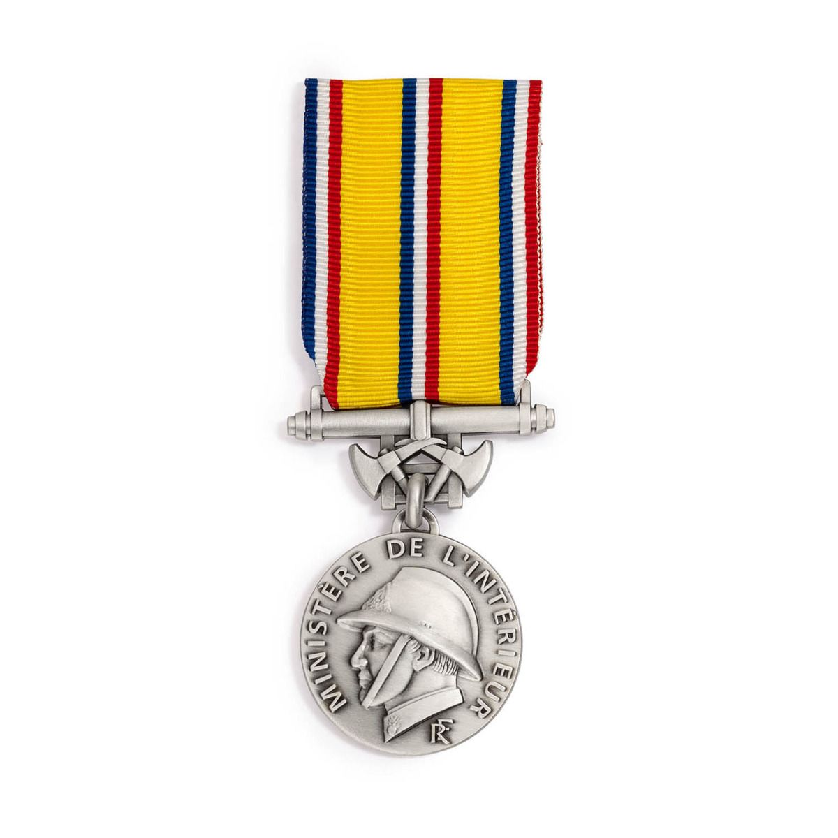 Médaille des Sapeurs Pompiers 20 ans en bronze argenté - Échelon Argent face