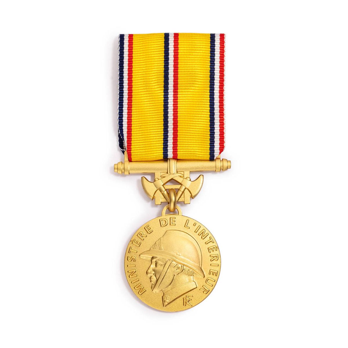 Médaille des Sapeurs Pompiers 30 ans en bronze doré - Échelon Or face
