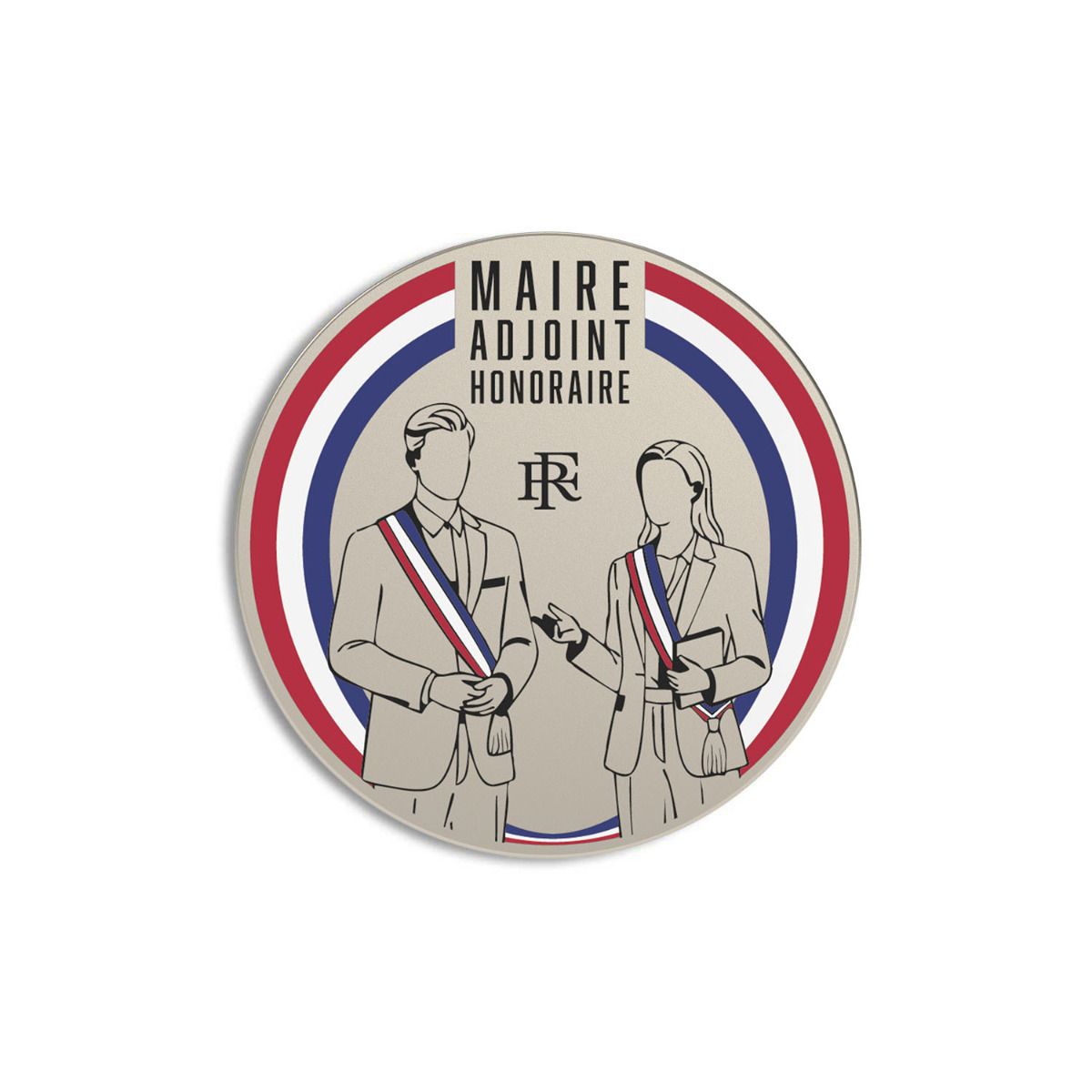 médaille Maire Adjoint Honoraire argentée et tricolore