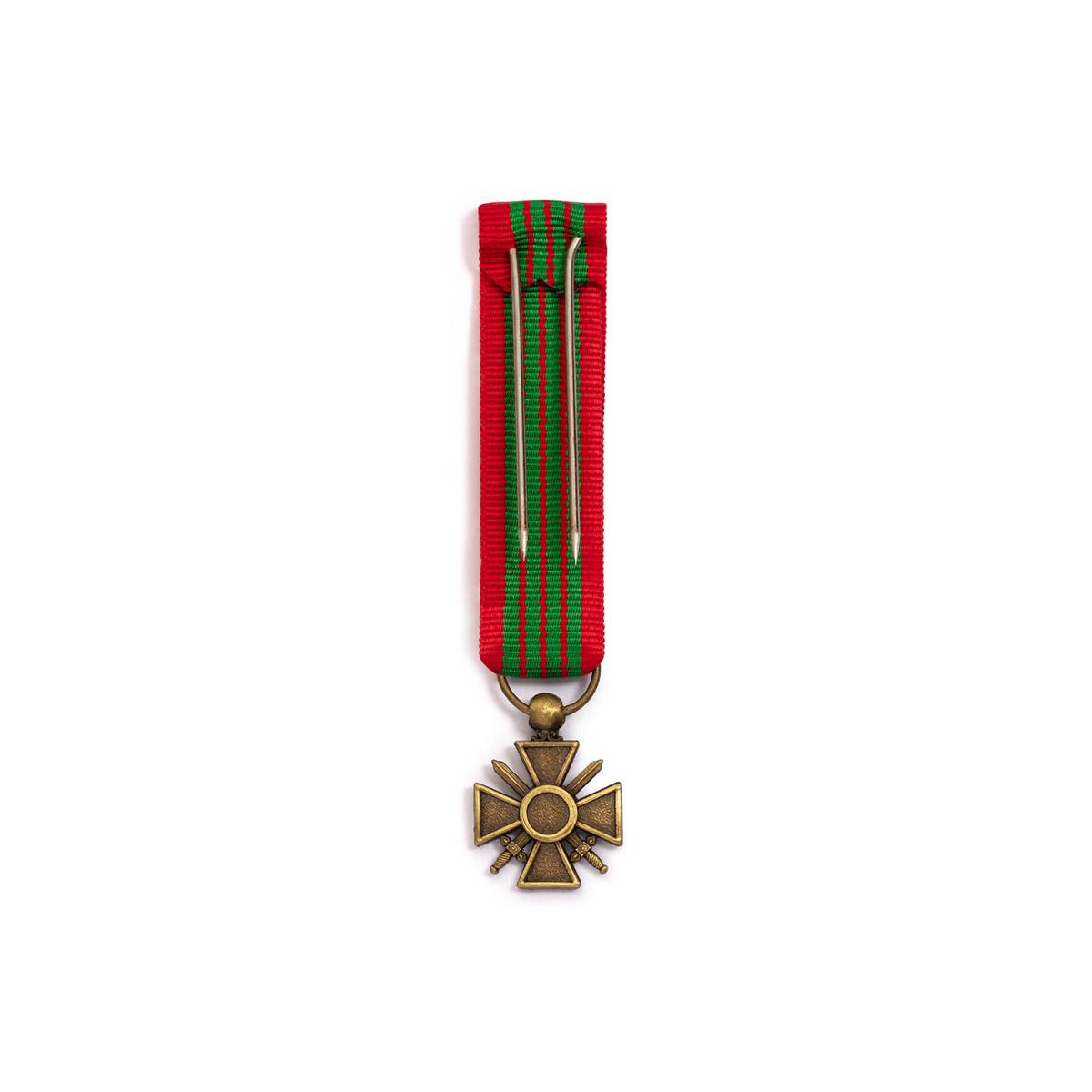 Miniature Croix de Guerre 1939-1945 en Bronze patiné revers