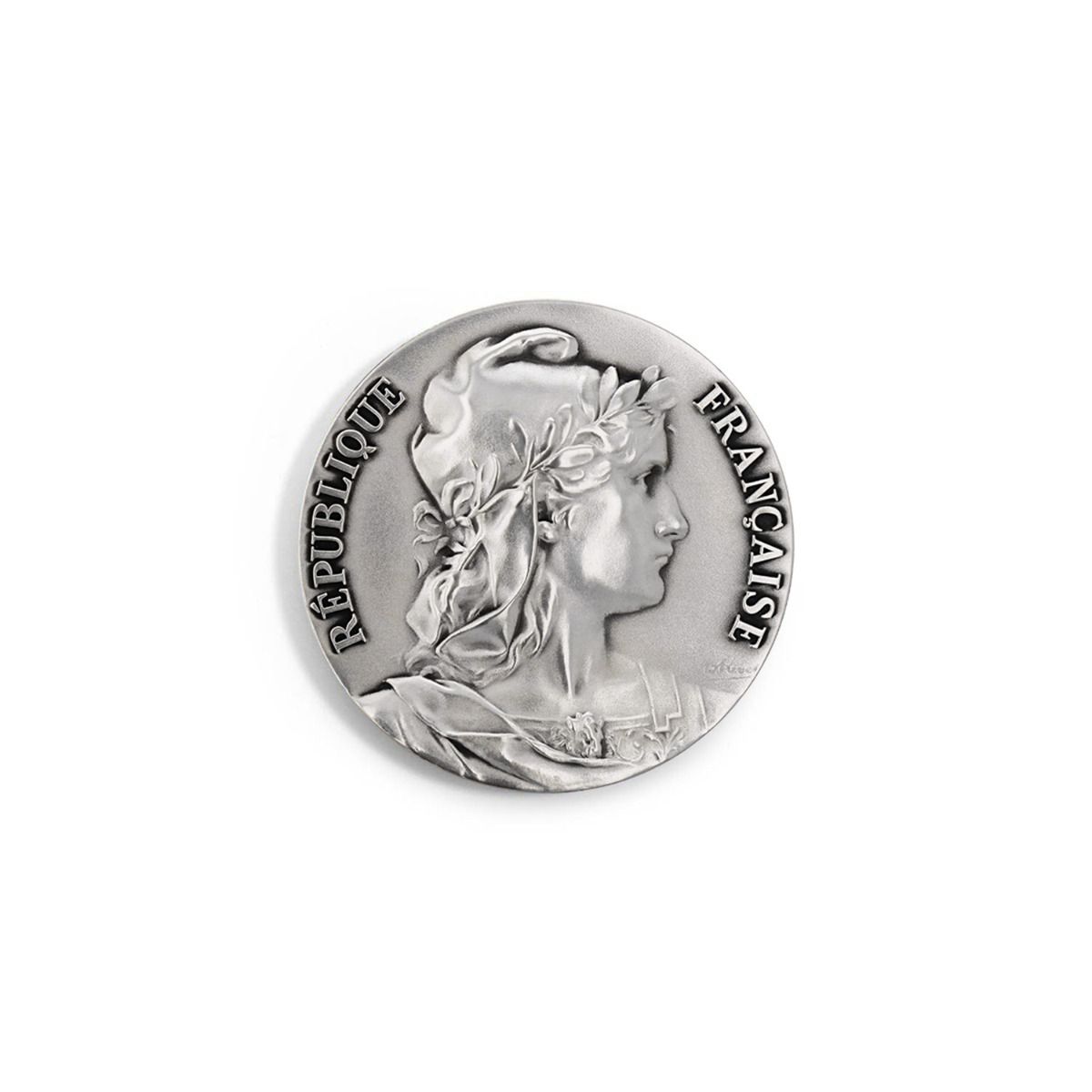 médaille République française profil Marianne en bronze argenté