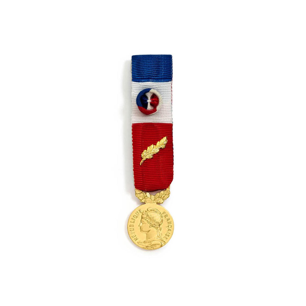 Miniature Médaille du Travail 35 ans - Echelon Or en Argent doré face