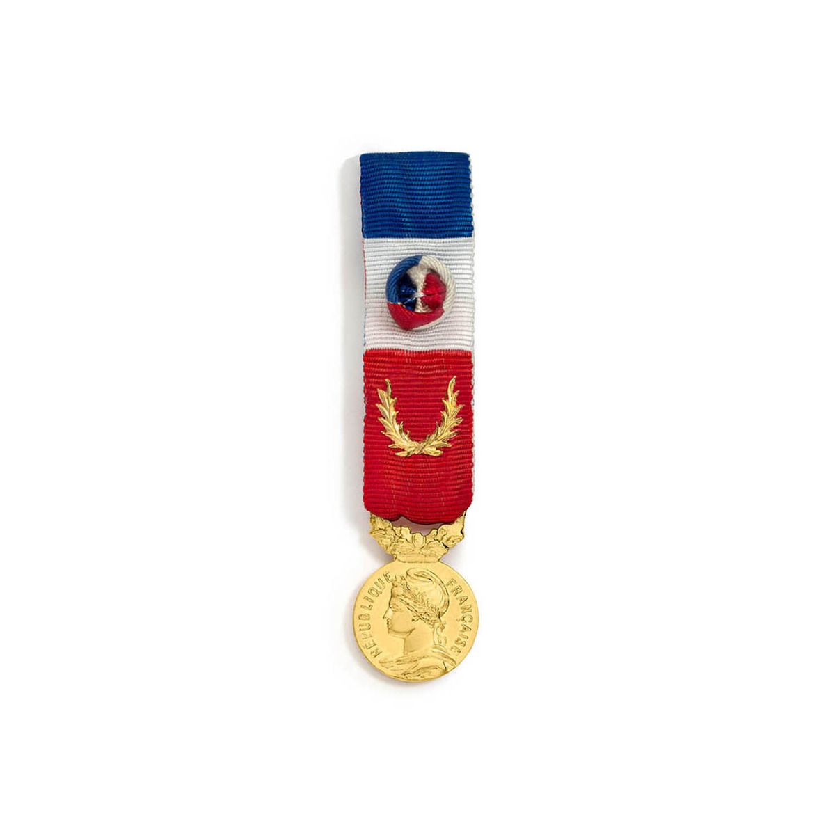 Miniature Médaille du Travail 40 ans - Echelon Grand Or en Argent doré face