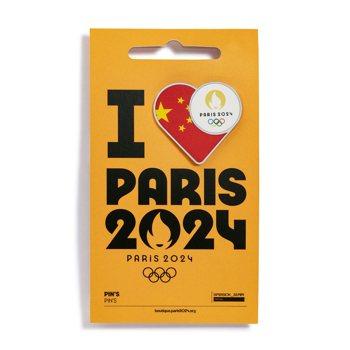 Pin's JO 2024 - Drapeau Chine en Zamack face