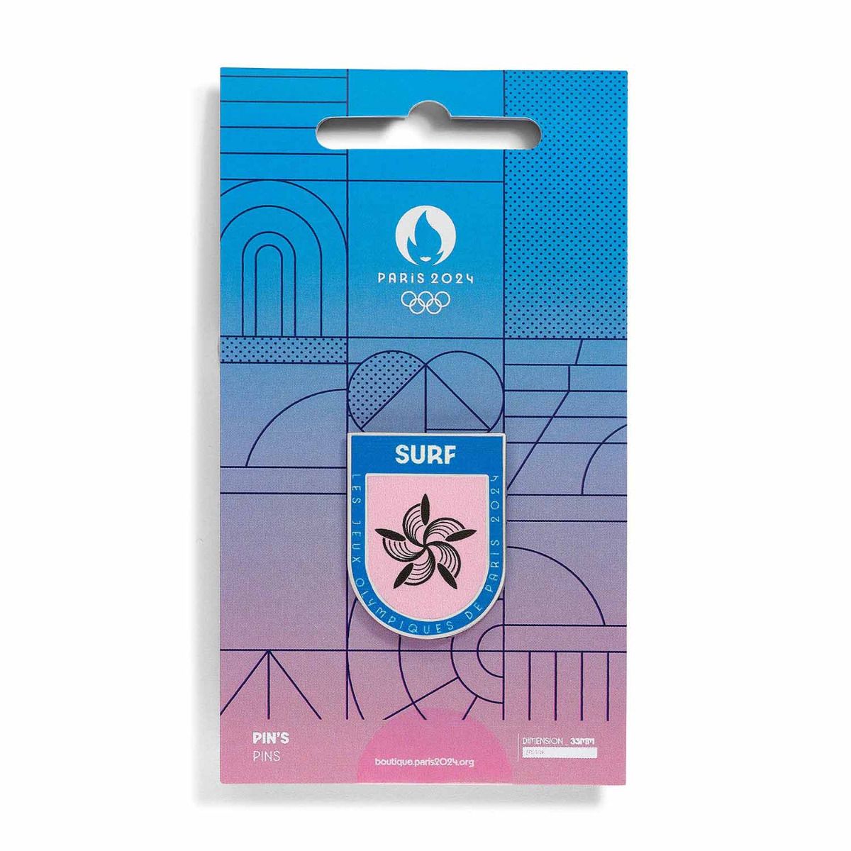 Pin's JO 2024 - Picto Surf en Zamak