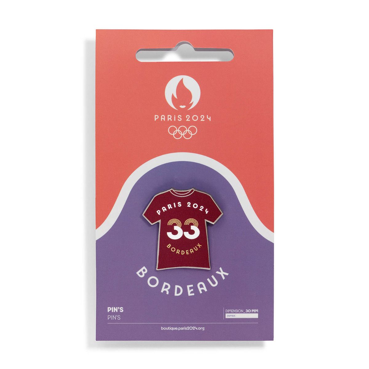 Pin's JO 2024 - Ville hôte Bordeaux en Zamack face