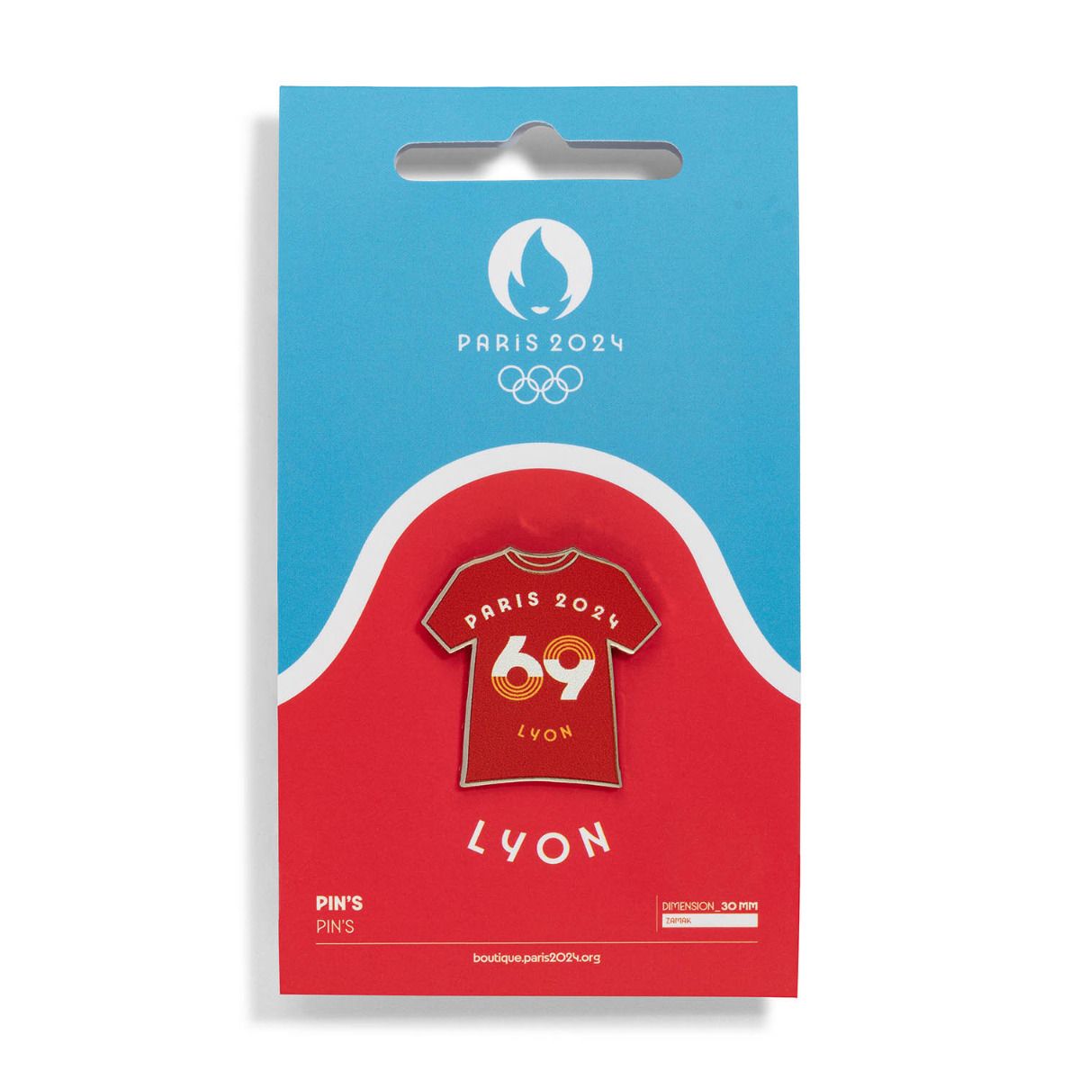 Pin's JO 2024 - Ville hôte Lyon en Zamack face