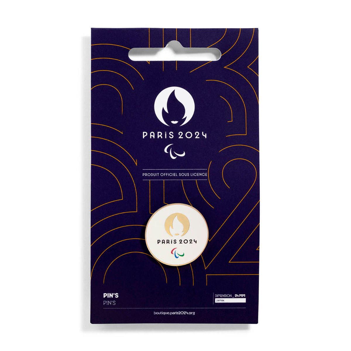 Pin's Para 2024 - Emblème rond - Cartonnette néo art déco violette en Zamackface