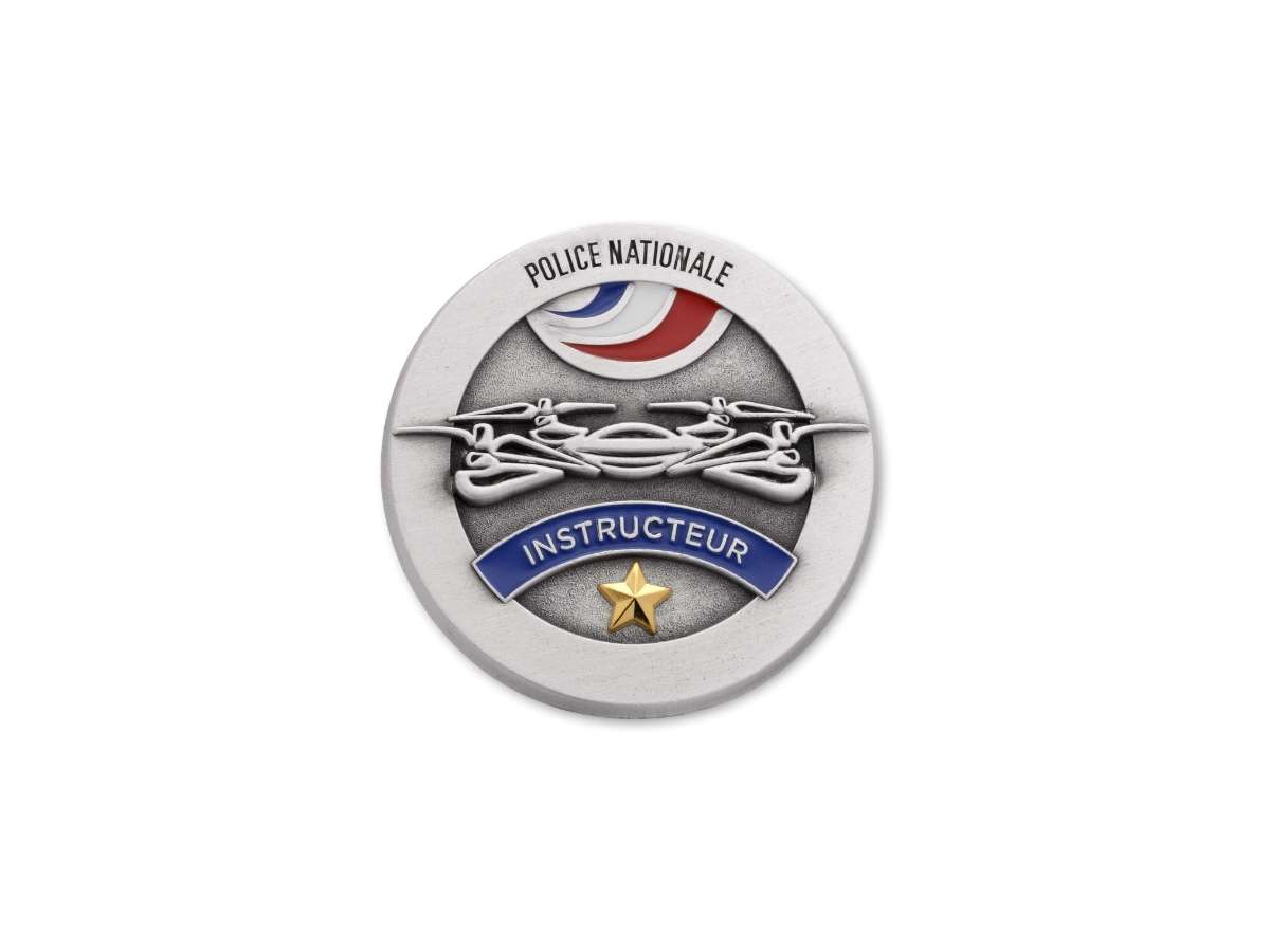 Insigne instructeur de police - nickel mat émaillé